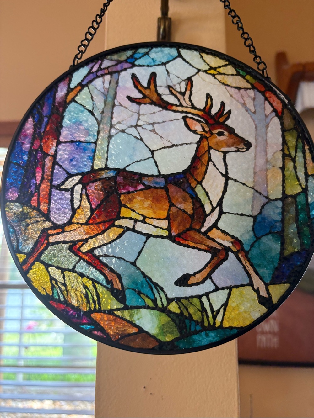 Stained Glass NWT Running Deer Suncatcher - Multicolor. 7.5”